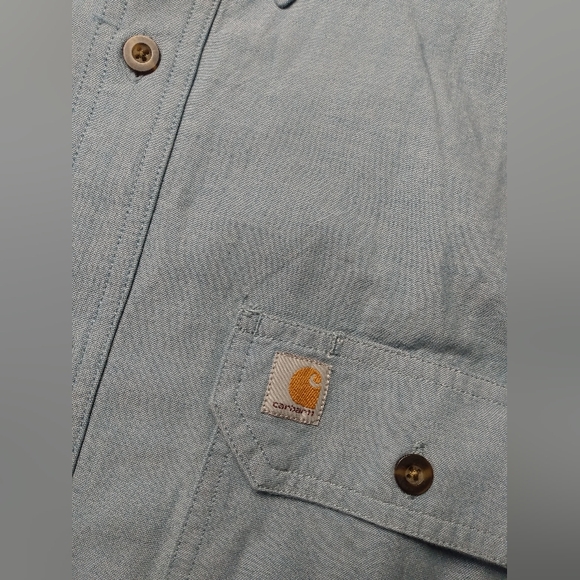 Like New Carhartt Soft Cotton Made in India Short Sleeve Button work Shirt L XL - Picture 5 of 13